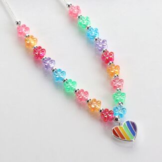 Girls Silver Plated Rainbow Hearts Necklace