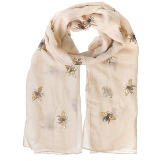 Busy Bee Beige Scarf and Brooch Boxed Set