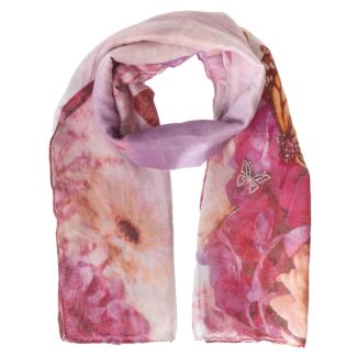 Butterfly Garden Pink Scarf and Brooch Boxed Set