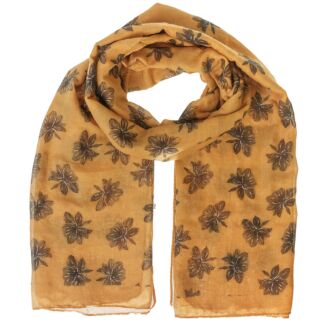 Modern Flowers Mustard Boxed Scarf