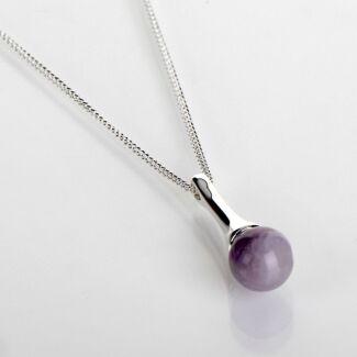 Silver Plated Elegant Amethyst Drop Necklace