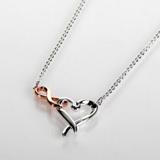 Two Tone Kiss Collection Hearts & Kisses Necklace