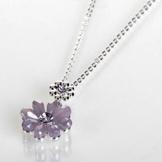 Silver Plated Purple Boho Chic Flower Necklace