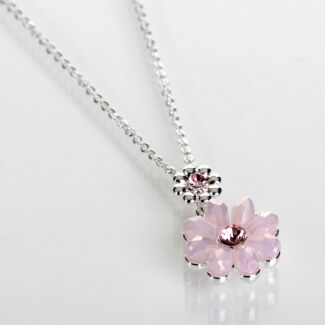 Silver Plated Pink Boho Chic Flower Necklace