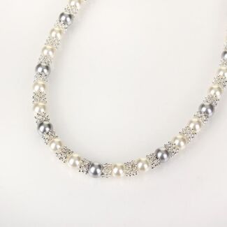 Silver Plated Pearl Lace Necklace