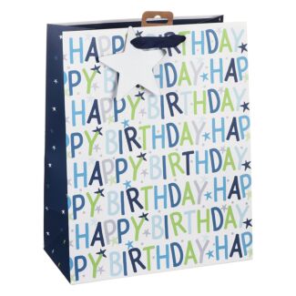 Happy Birthday Blue Large Gift Bag 