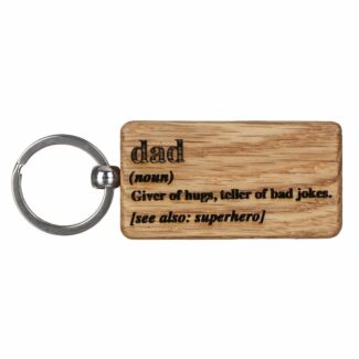Dad Rectangular Oak Keyring
