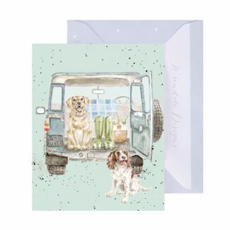 ‘Paws For A Picnic’ Dogs 9cm Mini Greetings Card