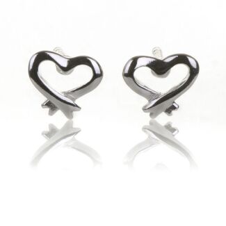 Silver Open Heart Boxed Stud Earrings