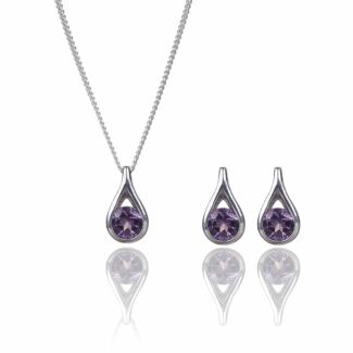 Amethyst Teardrop 2 Piece Jewellery Set