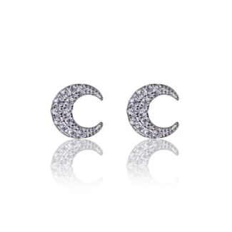 Clear Cubic Zirconia Moon Boxed Stud Earrings