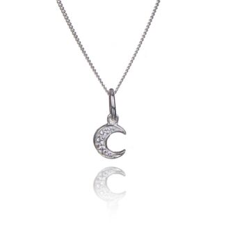 Clear Cubic Zirconia Moon Boxed Pendant