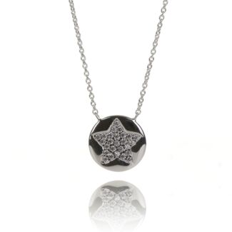 Clear CZ Pave Round Star Boxed Necklace
