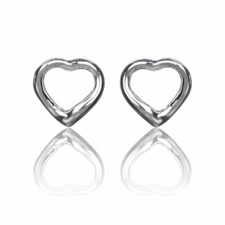 Open Heart Boxed Silver Stud Earrings 