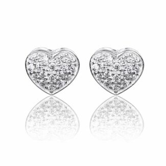 Clear Cubic Zirconia Heart Silver Stud Boxed Earrings 