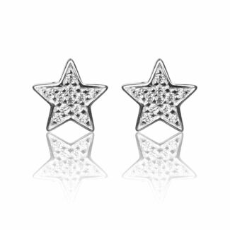 Clear Cubic Zirconia Star Boxed Silver Stud Earrings