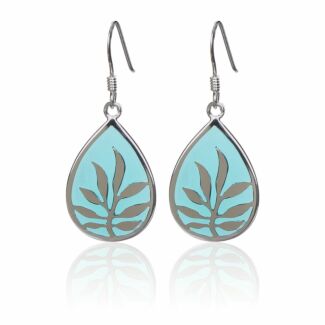 Blue Enamel Teardrop Boxed Silver Earrings 