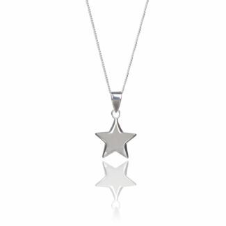 Small Puffed Star Boxed Silver Pendant 