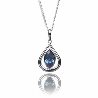 Montana Crystal Teardrop Boxed Silver Pendant 