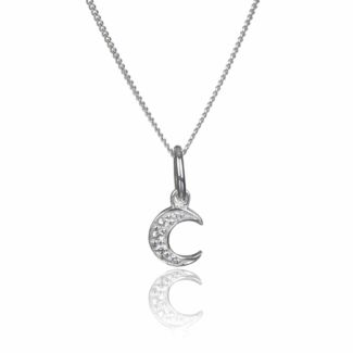 Clear Cubic Zirconia Moon Boxed Pendant