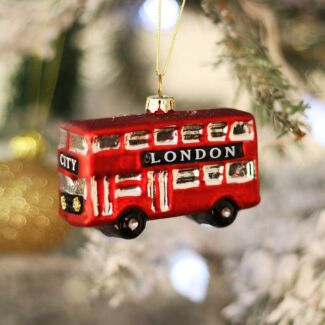 Painted Glass London Bus Tree Decoration