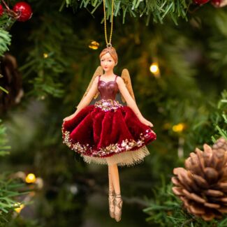 Luxury Burgundy Fairy Resin Tree Decoration