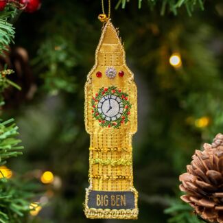 London Big Ben Lux Fabric Tree Decoration