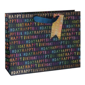 Paper Salad Blue Birthday Script Landscape Large Gift Bag