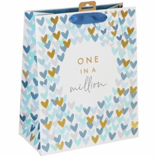 One In A Million Blue Hearts Large Gift Bag