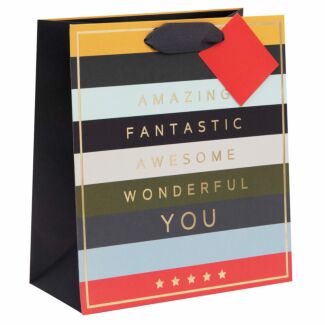 Amazing Fantastic Awesome Stripes Medium Gift Bag