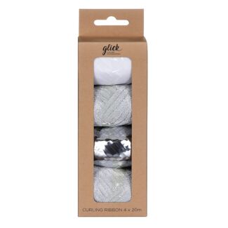 Pack of 4 Silver Curling Ribbon