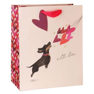 Sausage Dog with Balloons Large Valentine’s Gift Bag