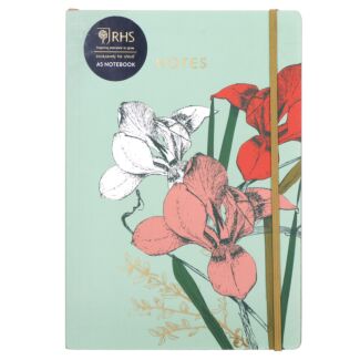Irises & Hellebores Mint A5 Notebook