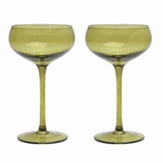‘The Lou’ Coupe Glass Set of 2 Olive