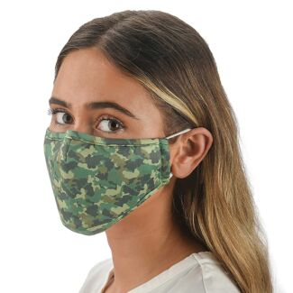 Face Cover with Flexible Nose Bridge – Green Camo