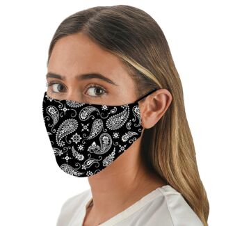 Face Cover with Flexible Nose Bridge – Black Bandana