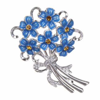 Forget Me Not Silver Plated Brooch