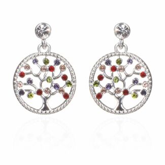 Harlequin Tree of Life Silver Plated Earrings