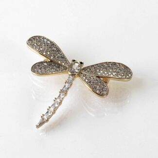 Gold Plated Glitzy Dragonfly Brooch