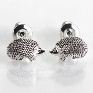 Silver Plated Country Hedgehog Stud Earrings