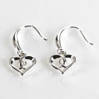 Silver Plated Heart Kiss Earrings