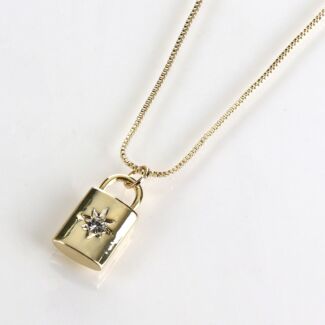 Love Locks Gold Plated Diamond Lock Necklace