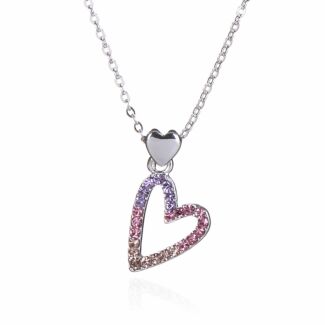 Silver Plated Pastel Heart Necklace