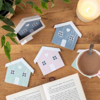 Love Lane Set of Six House Shaped Coasters