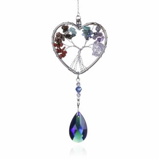 Chakra Stones Tree Of Life Heart Suncatcher