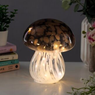 Handblown Glass Grey LED Mushroom Lamp