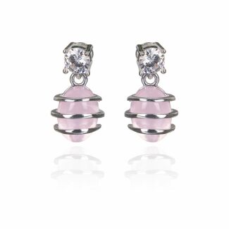 Silver Plated Rose Quartz Coiled Earrings