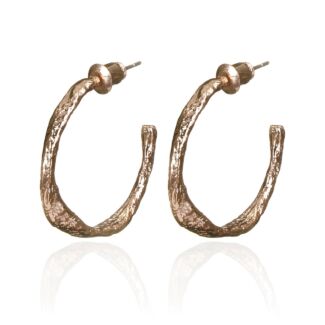 Gold Plated Molten Texture Hoop Earrings