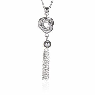 Silver Plated Love Knot Tassel Necklace