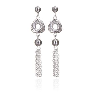 Silver Plated Love Knot Tassel Earrings